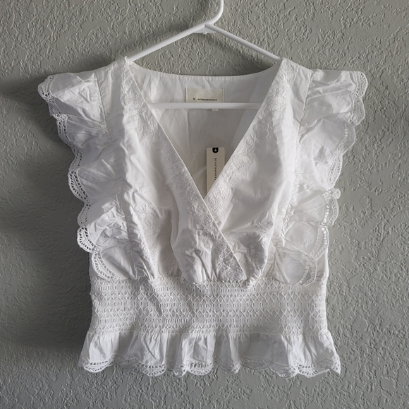 Anthropologie Joss Ruffled Crop Top White Sz M - New w/ Tags! - Picture 4 of 13